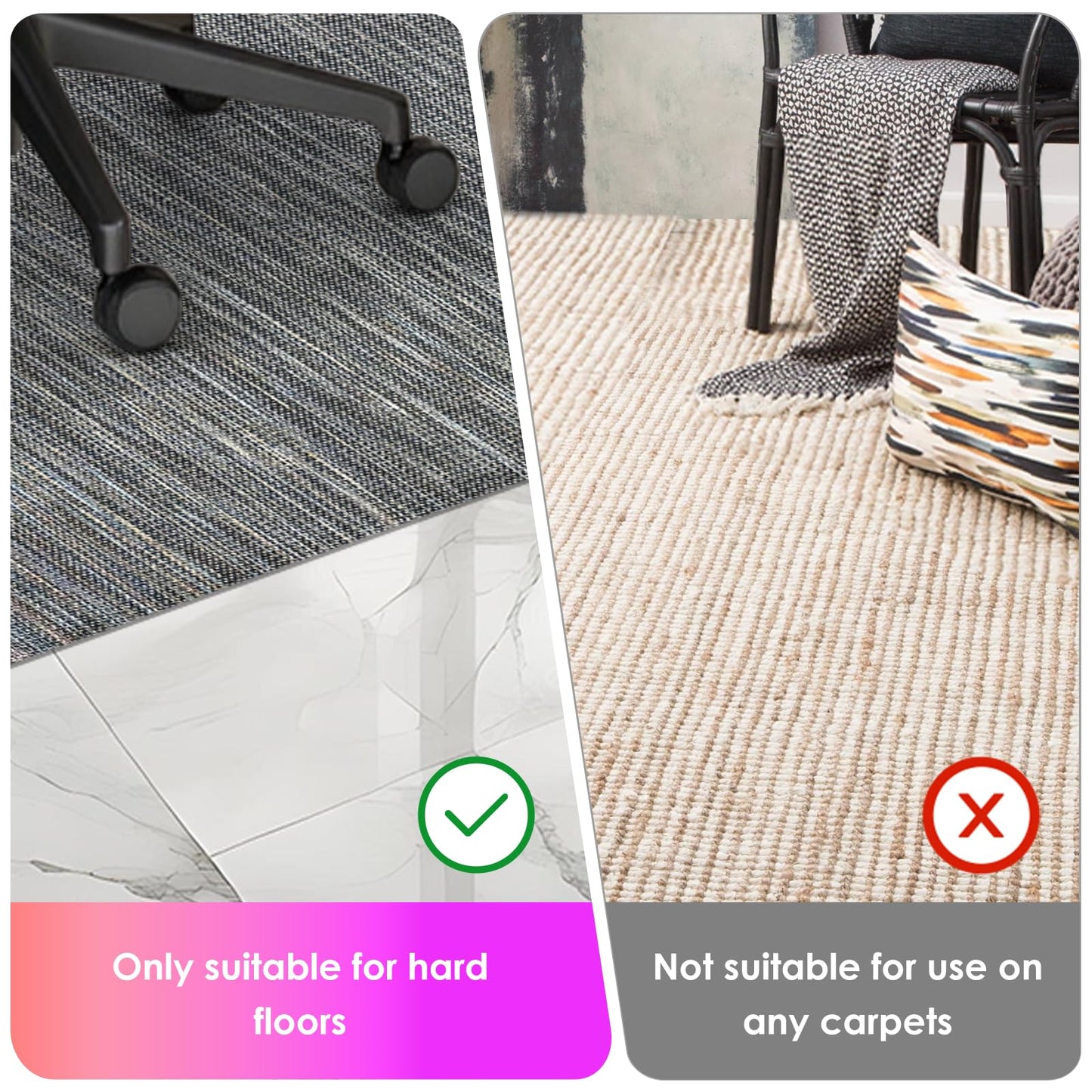 Azadx Office Chair Mat for Hardwood Floor 36" x 48" Heavy Duty Chair Mat for Hardwood Floors Slip Resistant Floor Protector for Home Office Computer Desk Chair Mat for Rolling Chairs, Dark Grey
