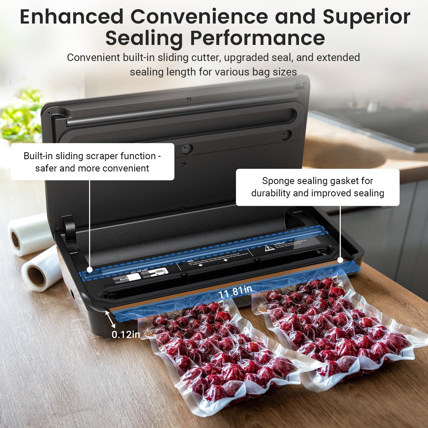 BLITZHOME Sous Vide Machine & Vacuum Sealer & 30 Pcs Kit Bundle: WiFi Enabled Sous Vide Cooker and 6 Easy Modes Sealer with Built in Cutter, 30Pcs Bags,1 Roll, 1 Vacuum Pump, 5 Air Valves, 5 Sealing