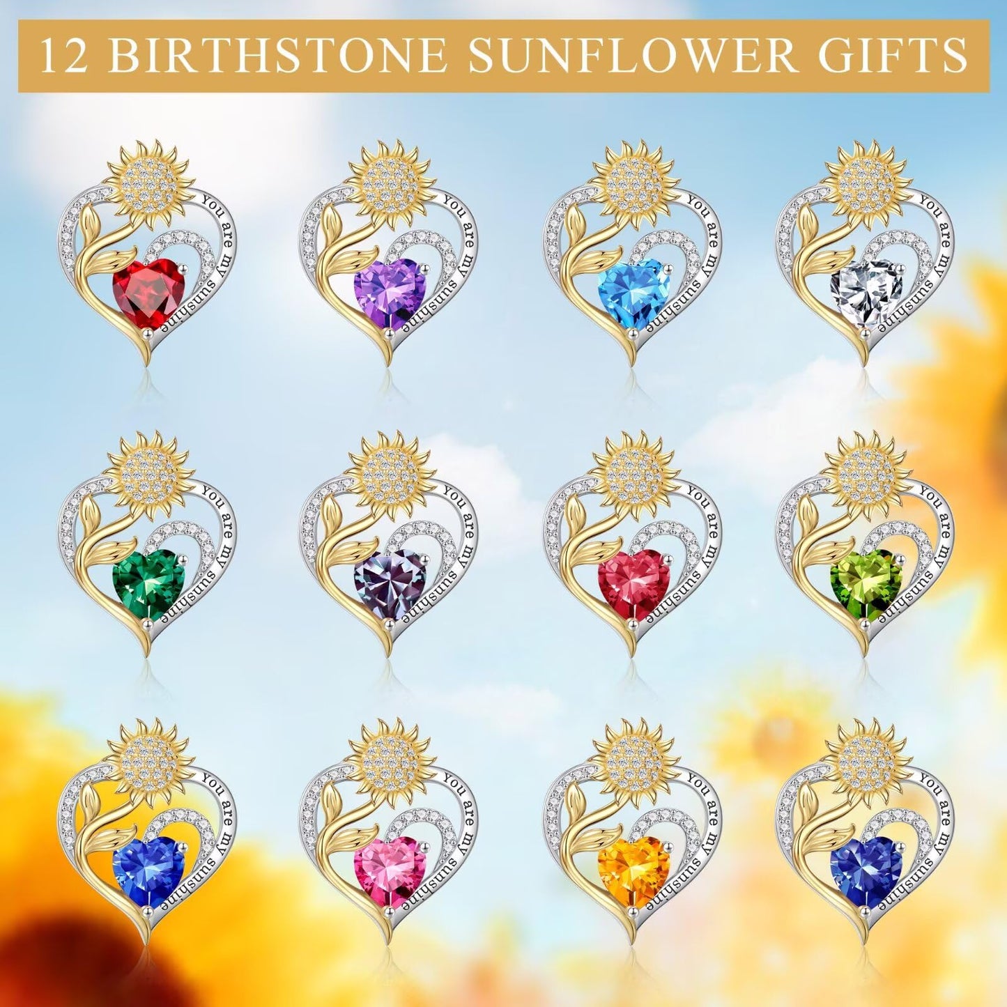 Iefil Sunflower Gifts for Women - Sunflower Necklace February Simulated Amethyst Necklace Anniversary Valentine's Day Jewelry Gifts Birthstone Jewelry for Women Wife Her