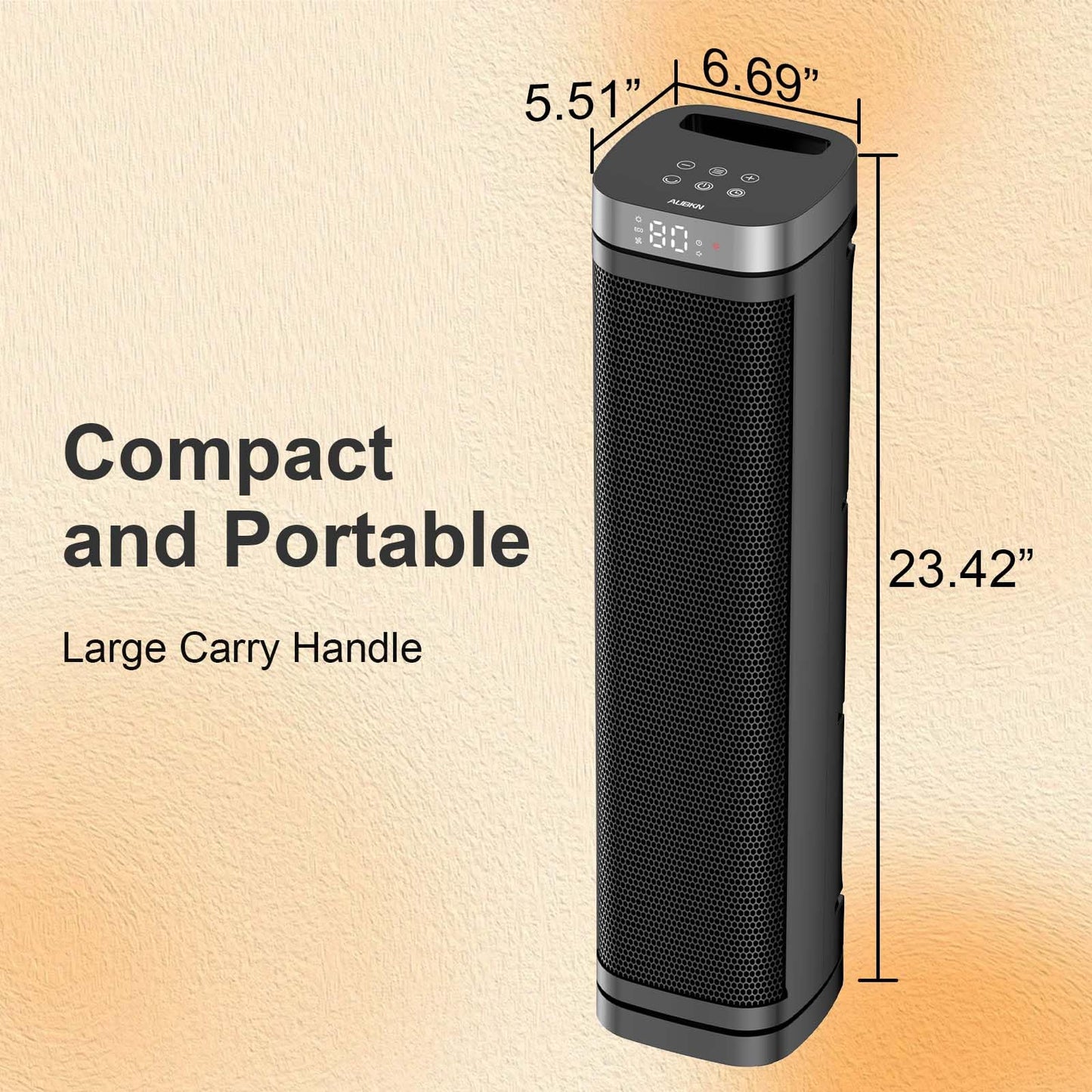 Portable Space Heater, 1500W Ceramic Heating Fan with Thermostat, Remote Control, 3 Heating Modes, 70° Oscillation, Ideal for Office, Home, and Bedroom Use