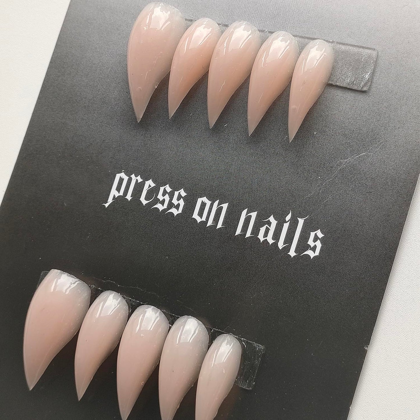 Luxury Press on Nails Medium Curved Stiletto Handmade Eagle Claw Unique Reusable ABS Material Fake Nails Dragon Cat Claw False Nails with Designs Nude Glossy Glue on Nail Thick Acrylic Nail(S)