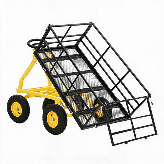 1400 LB Heavy Duty Garden Wagon Cart – 13" All-Terrain Tires, 3-in-1 Utility Yard Trailer with Removable Side Panels, Outdoor Metal Wagon for Lawn, Yard, Backyard