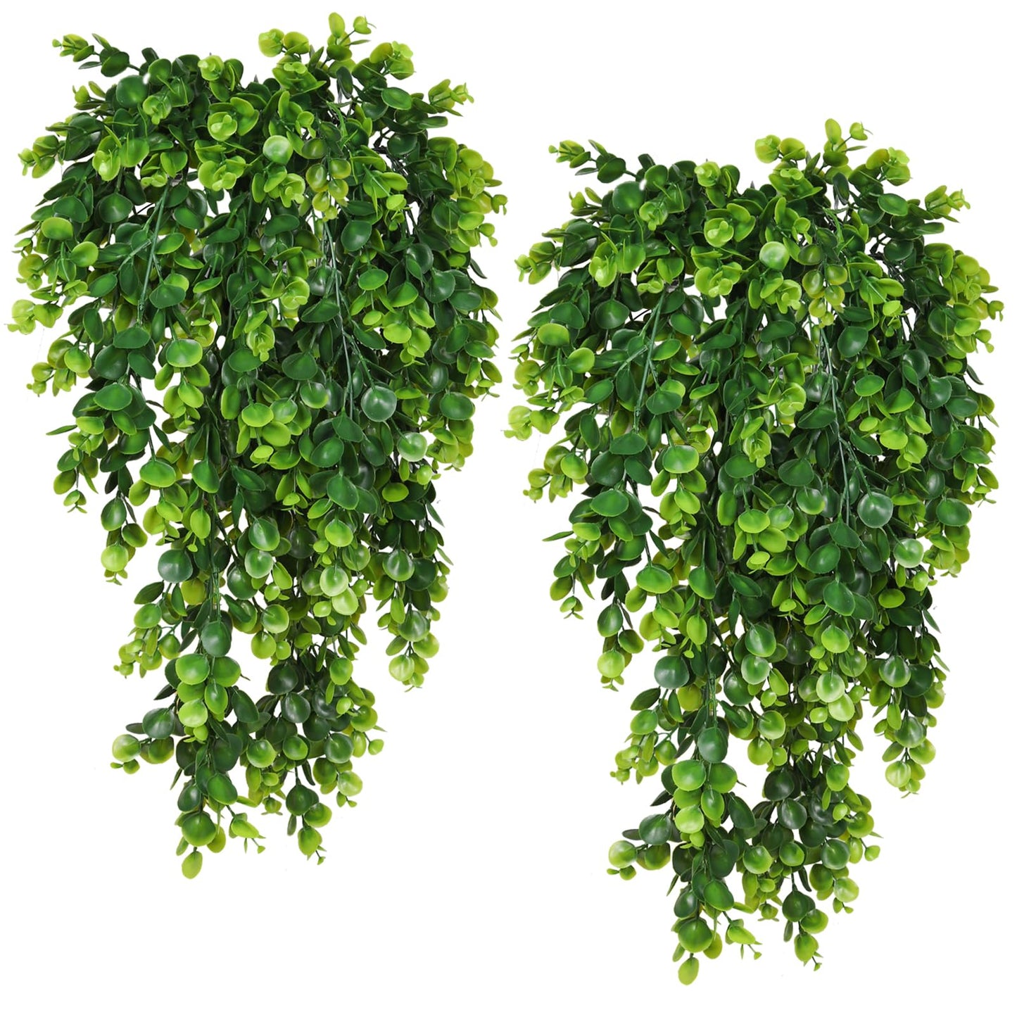 RECUTMS 4 Pack Artificial Hanging Plants Faux Eucalyptus Leaf Greenery Fake Plant for Wall House Room Patio Indoor Outdoor Home Shelf Office Decor (Green)