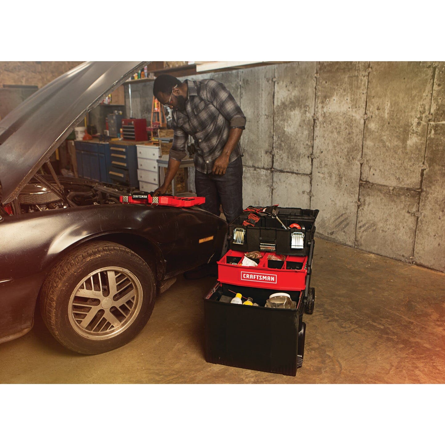 CRAFTSMAN 22-in. Rolling Tool Box with Wheels, Black, Plastic, Lockable (CMST20880)