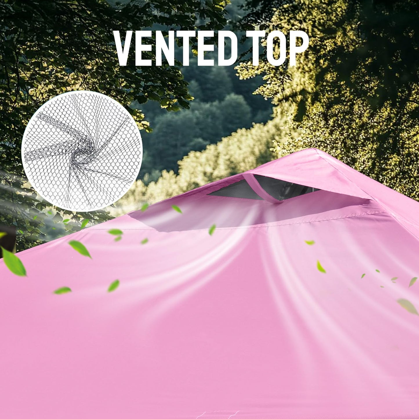 CROWN SHADES 10x10 Pop Up Canopy Tent - Patented Center Lock One Push Instant Outdoor Canopy Beach Tent with STO-N-Go Bag 8 Stakes & 4 Sand Bags，Pink