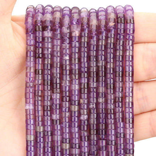 BONNY BOXX 150PCs Natural Amethyst Spacer Beads, Loose Semi Precious Flat Round Gemstone Heishi Disc Stone Beads for Beading Jewelry Making 4mm*2mm