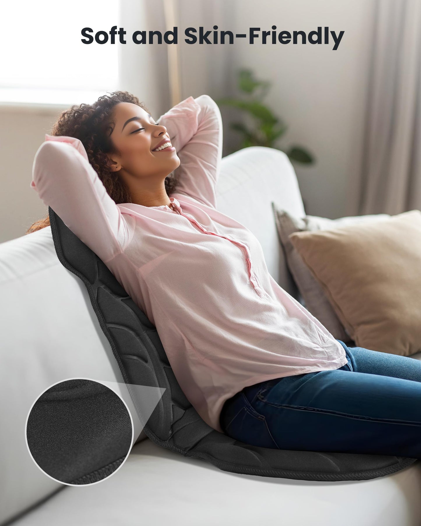 COMFIER Back Massager with Heat, Vibration Massage Seat Cushion with 8 Massage Nodes & 5 Modes, Adjustable Chair Massager Pad for Home Office, Heated Chair Pad,Gifts for Him Her