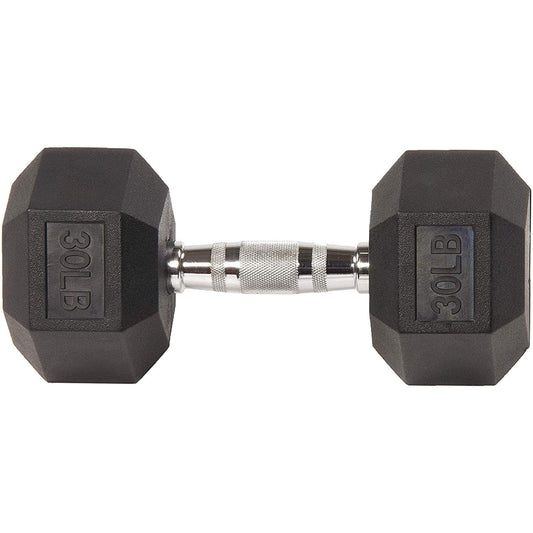 Fitvids Sporzon! Rubber Encased Hex Dumbbell, Single, Black
