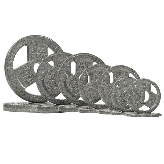Fitvids 2 Inch Olympic Barbell Weight Plates Set, 120 LB(2.5-25 LB) Barbell Weight Set for Home Gym Strength Training, Triple-handle Design