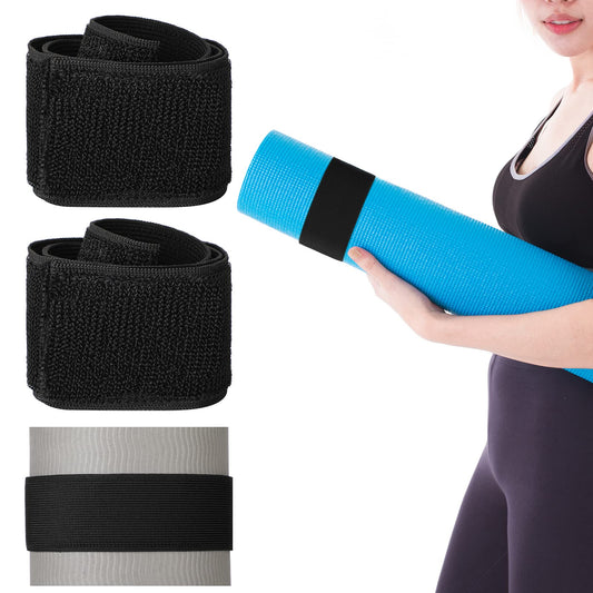 Honoson 4 Pcs Nylon Yoga Mat Strap Stretchable Holder Straps Heavy Duty Bungee Straps Band Adjustable Carrying Strap for Exercise Workout Pilates Yoga Mat Storage Gym, Black
