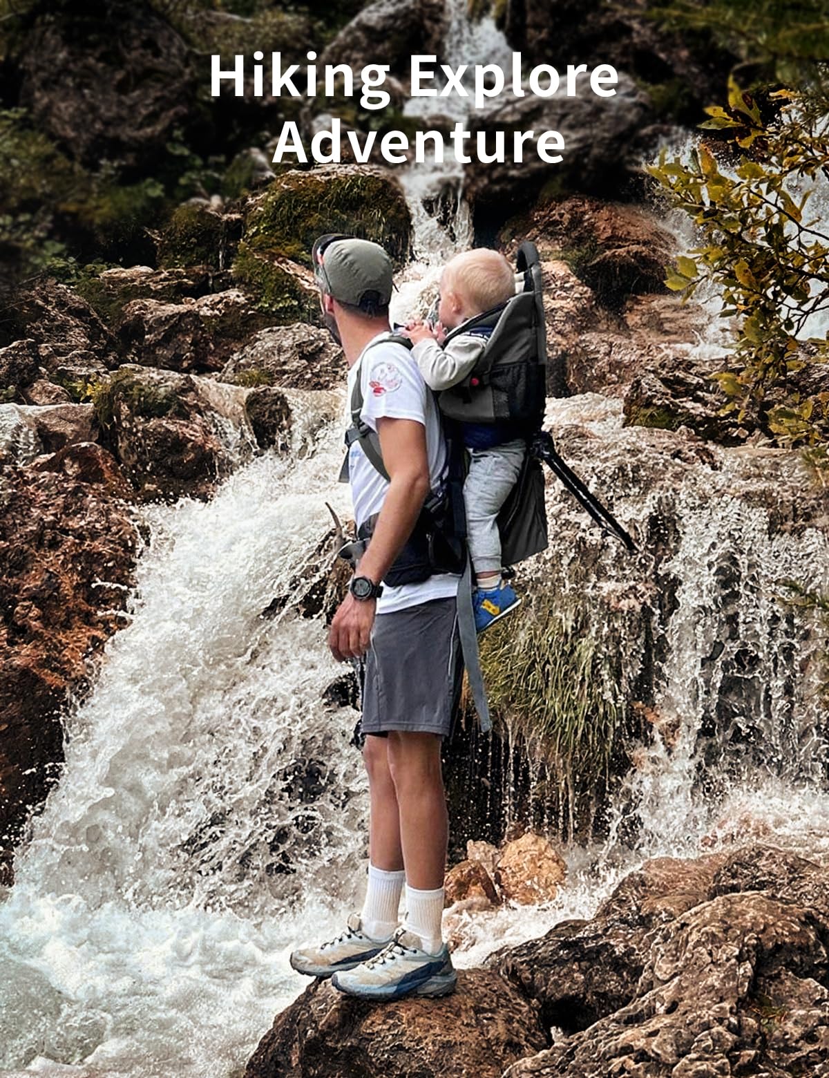 besrey Baby Backpack Carrier, Toddler Hiking Backpack with Safety 3-Height Seat, Adjustable Straps&Waist Belt, Foldable Frame Lightweight Large Capacity Child Carrier for Hiking (Black)