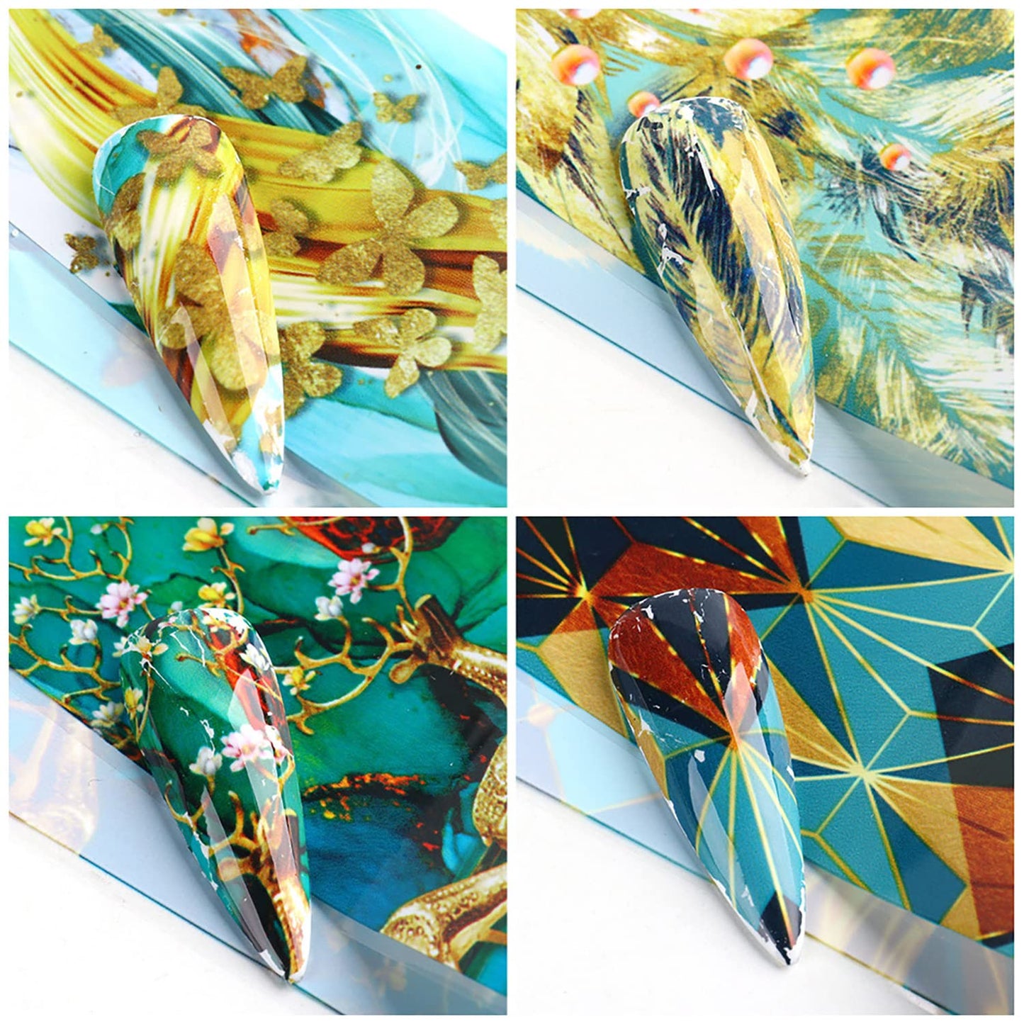 Holographic Nail Foil Transfer Stickers, Marbling Polish Sheets, Sky Starry Paper Foils, Flower Supplies for Glue Polish, Women Manicure Film Decorations