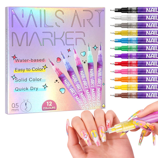 ELIFERA Nail Art Pens for DIY Nail Design – Nail Polish Pens & Nail Art Markers Kit with Easy Control, Compatible with Nail Brushes for Beginners and Professionals