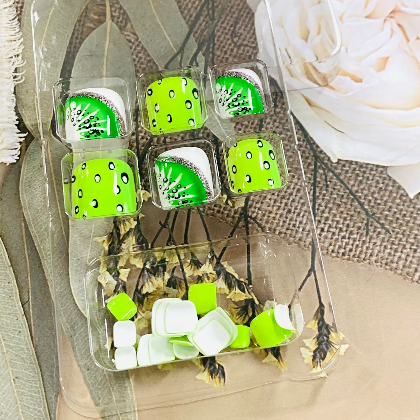 FIEONCIY Press on Toenails with Designs Acrylic Fake Nails for Toe Artificial False Nails with Charms Glue on Toe Nails for Spring Summer Stick on Toenails for Women Girls(JY103)