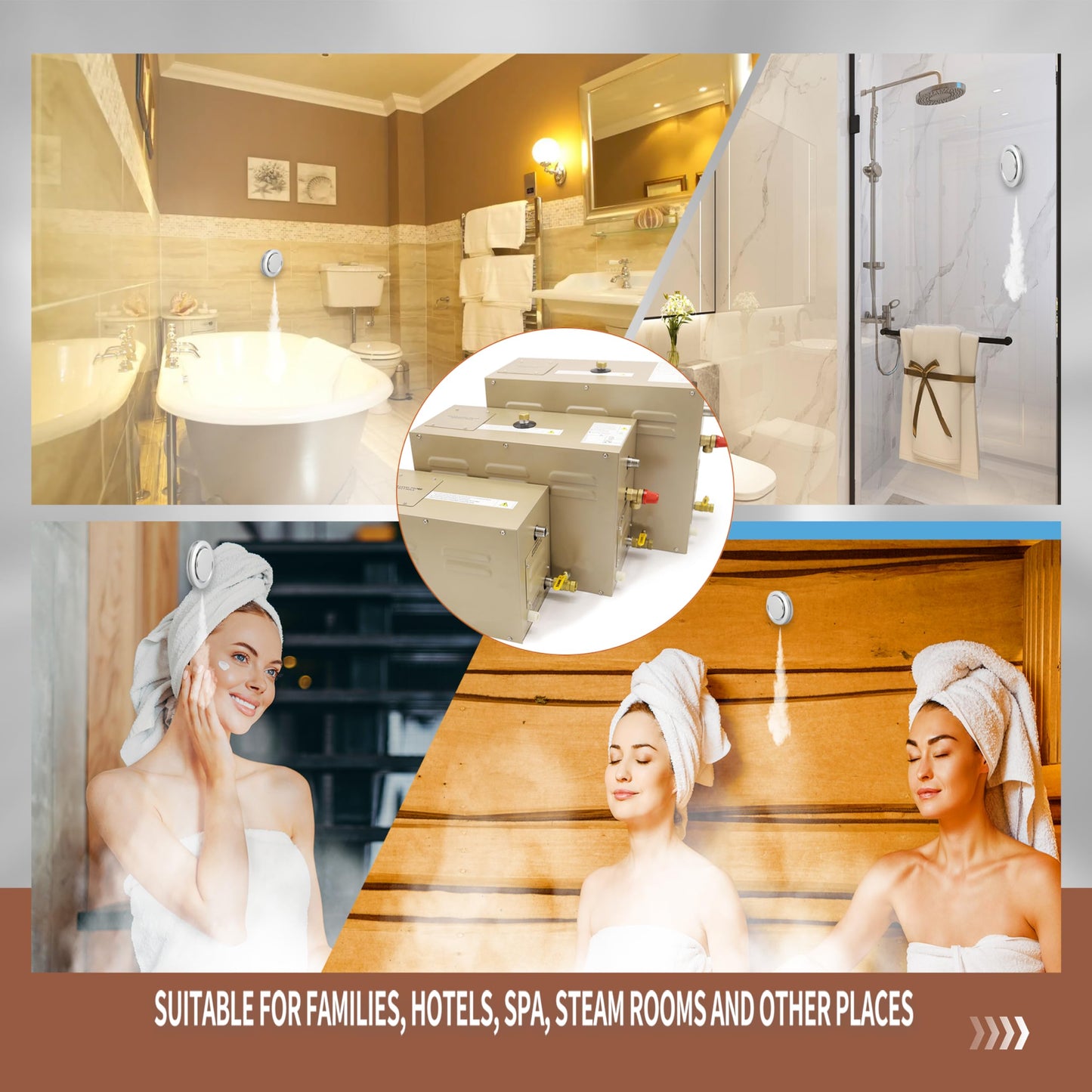 JJFFTAO,Steam shower generator,15kw Household-Commercial,Steam shower generator kit,with self-draining system,Temperature adjustable 95-131°F,Applicable space 420～560ft3