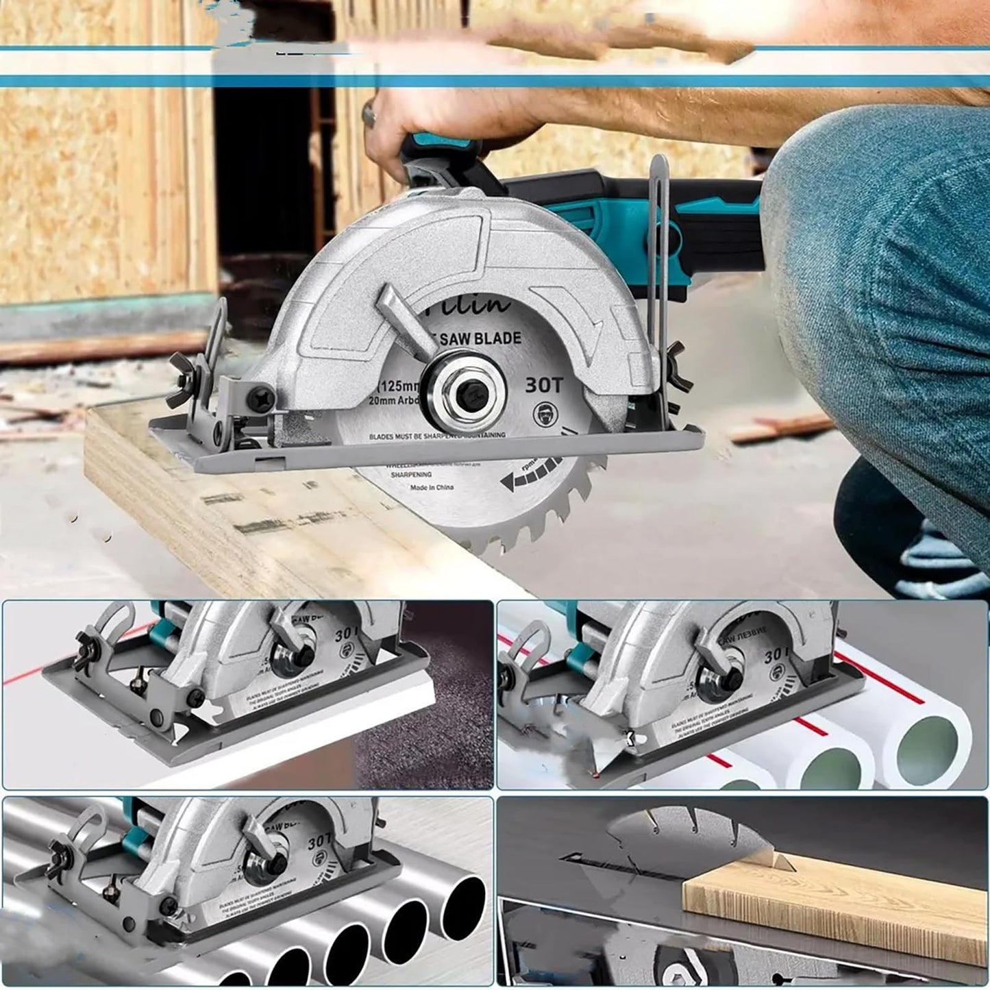 5 Inches Brushless Cordless Circular Saw, 6500 RPM,Compatible with Makita 18V Battery (Tool Only), 20mm Arbor with Blade & Scale Ruler,Compact Design