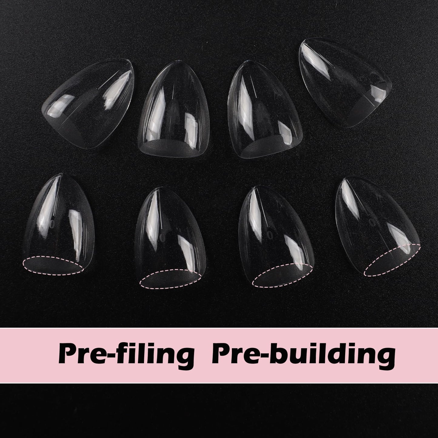 Wellquinn Short Almond Nail Tips, 510Pcs Thick Almond Full Cover Fake Nails, Clear Press-On Nails French Acrylic False Nail Tips for Salon Home DIY 15 Sizes