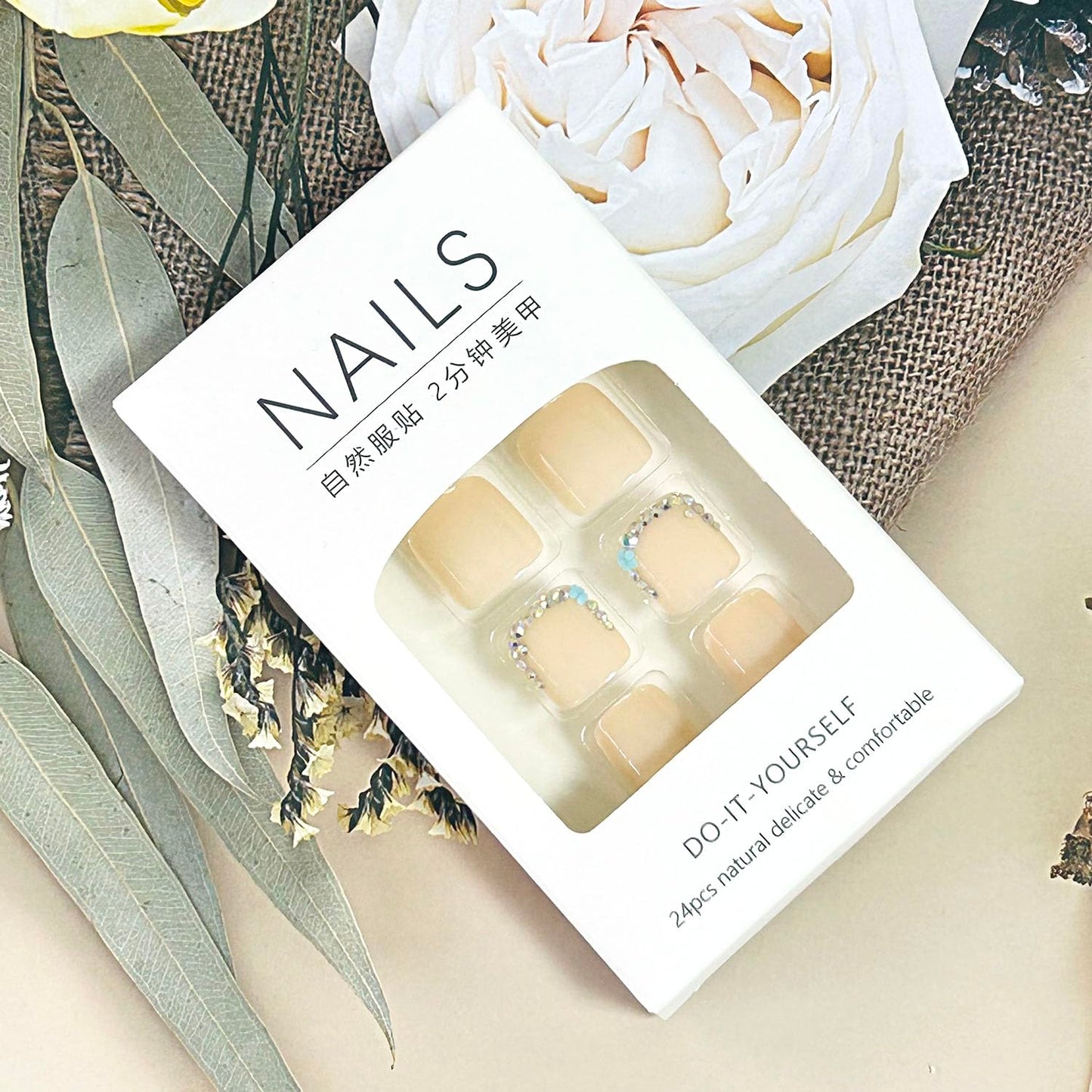 FIEONCIY Press on Toenails with Designs Acrylic Fake Nails for Toe Artificial False Nails with Charms Press on Toe Nails for Spring Summer Stick on Toenails for Women Girls(WSJ2547)