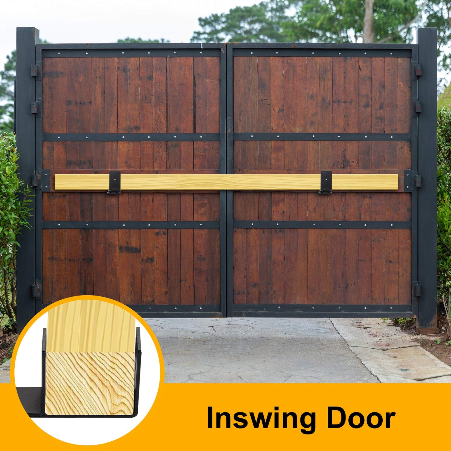 Adjustable Barricade Brackets (2pcs) - Drop Open Bar Holder for Security Door Reinforcement Steel U Bracket for Outswing and Inswing Doors or Gates