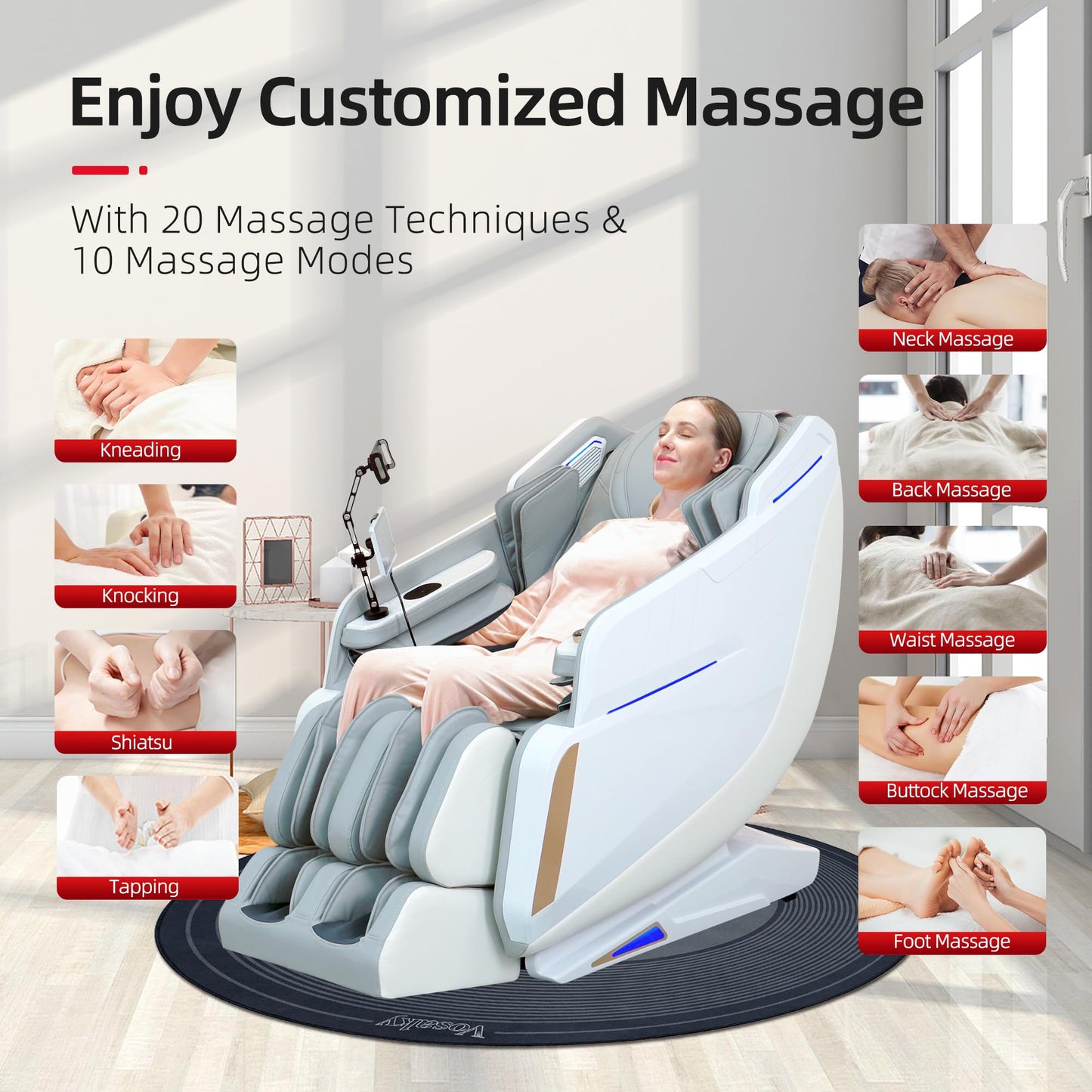 4D Massage Chair Full Body Zero Gravity SL-Track Real Relax Massage Chair Recliner-Shiatsu,Heat,Calf-Extension,20-Massage Technique,Thai Yoga Stretch,Foot Roller,AI Voice,Touch Screen,Wireless Charge