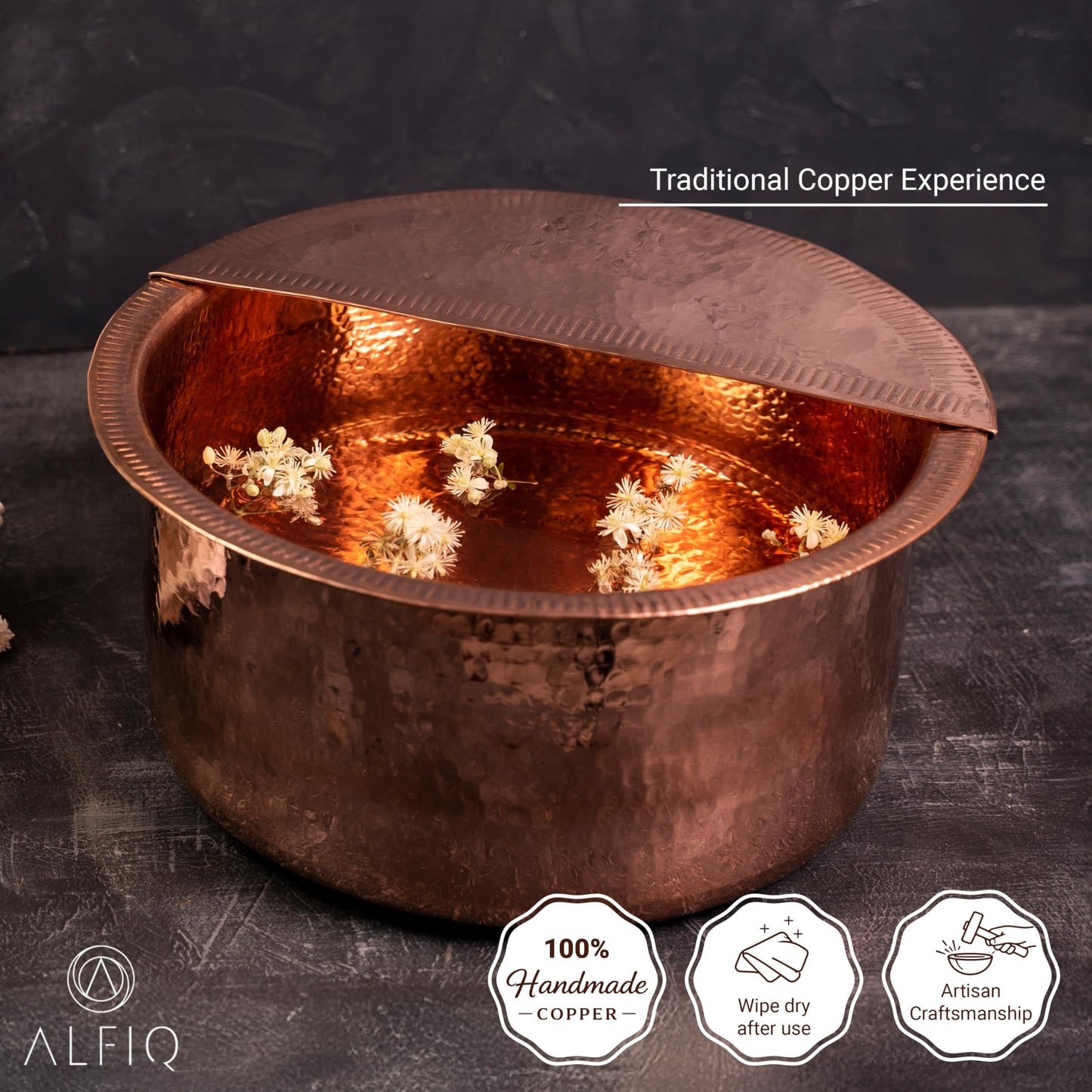100% Solid Copper Foot Bowl with Removable Footrest – Hand Made Large Relaxation Pedicure Basin (10-20" Sizes) for Spa & Pedicure (18 Inches)