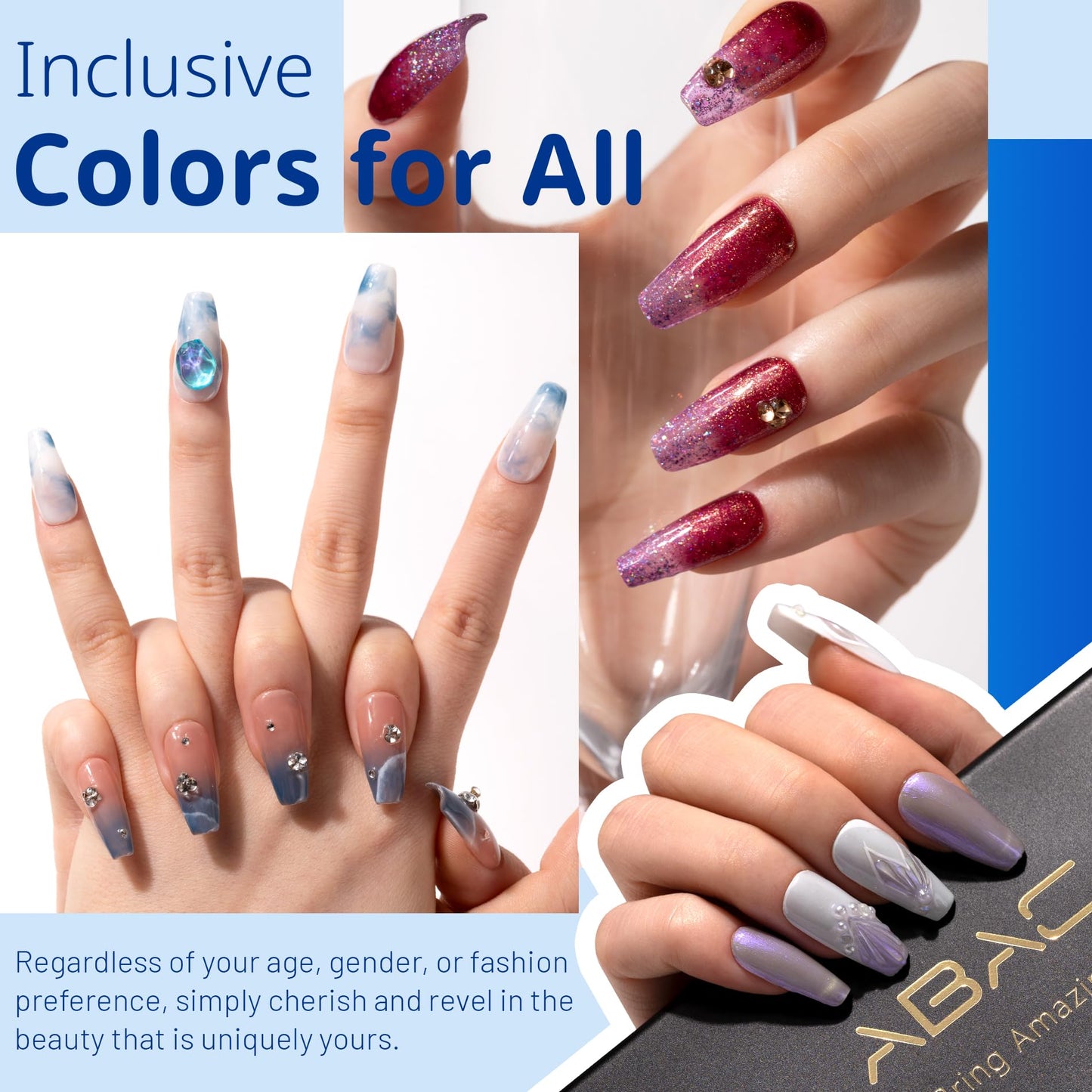 ABAC Solid Gel Nail Polish,Ombre Gel Nail Polish,Pat Paint Nail Gel-24 Colors Blue Pink Purple Shimmer Hema Free Gel Polish w/Pro Brush Soak Off LED Gift for Women