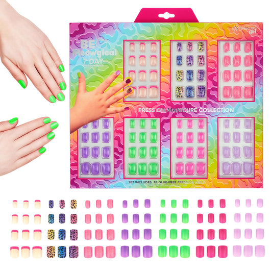 7-Day Press On Nails Set | Assorted Colors Nail Accessories for Kids