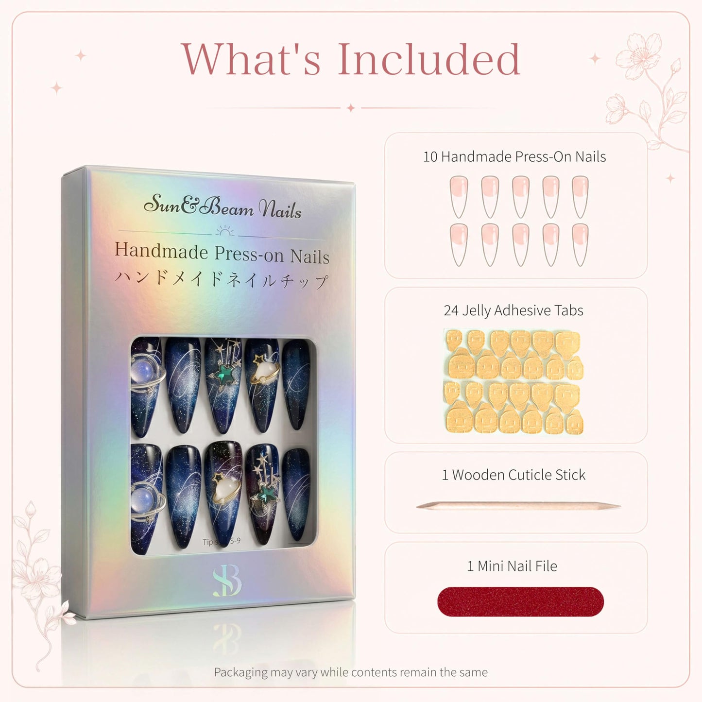 Sun&Beam Nails Handmade Short Round Gold False Nail Tips with Cute 3D Shell Popular Charm Design Press On Nails 10 Pcs (#039 S)