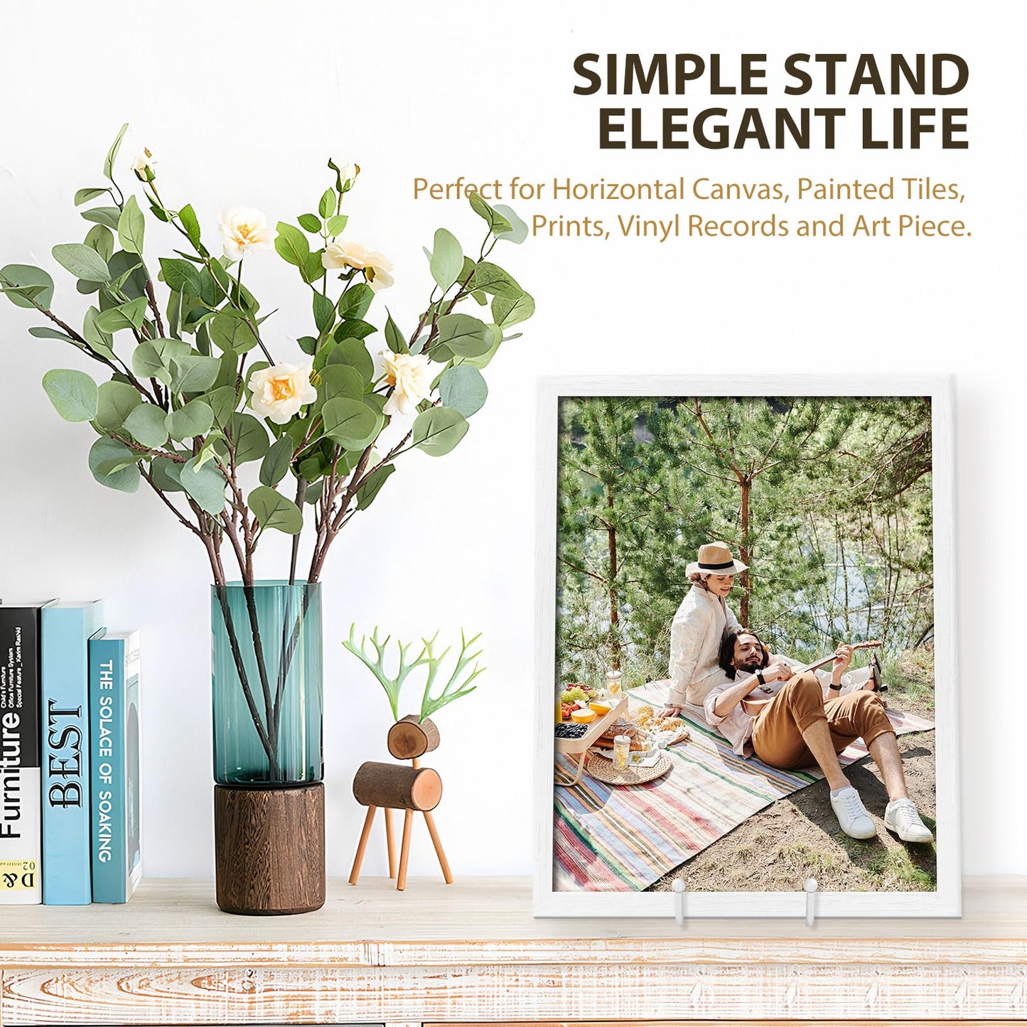 LIONWEI LIONWELI White Decorative Plate Stand Holder Picture Frame Stand Easel Display Stand