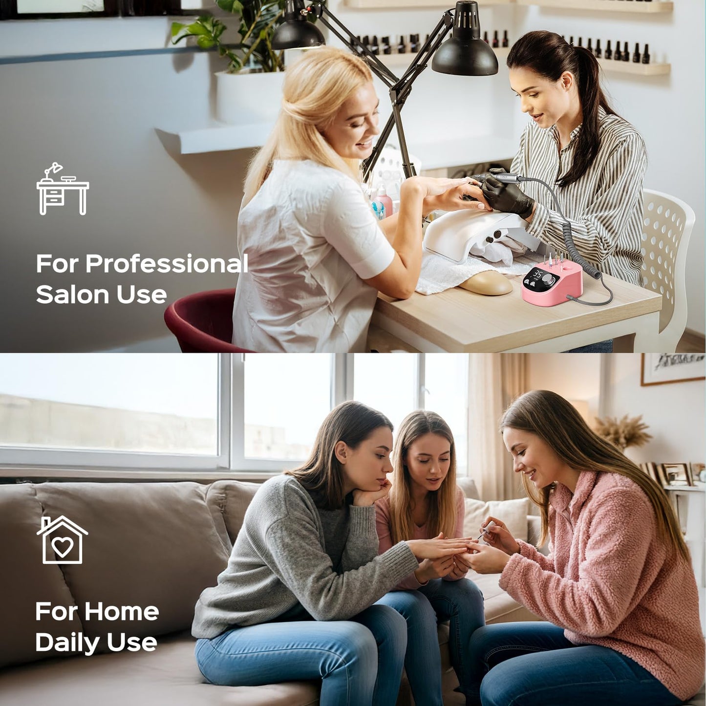 COSLUS E50 Professional Electric Nail Drill: 35000RPM Steady Power with LED Display for Acrylic, Gel & Natural Nails - Easy to Use for Women, Nail Art Practice, Desktop Nail File at Home DIY or Salon
