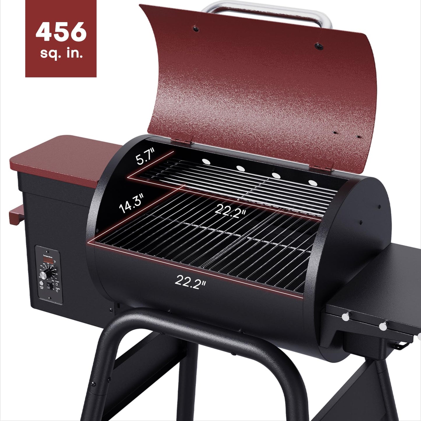 Jocoevol Pellet Smoker Grill Electric Wood Pellet Bbq Grill Smoker Electric With Auto Feed & Pid Temperature Control 180-425°F, 456 Sq.In Cook Area For Outdoor Backyard