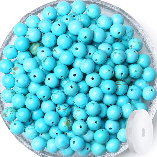 QINJIEJIE 100PCS Green Turquoise Beads 8mm Stone Beads Round Loose Gemstone Bead for Bracelet Beading Crystal Jewelry Making DIY Necklace Earrings 0.32"