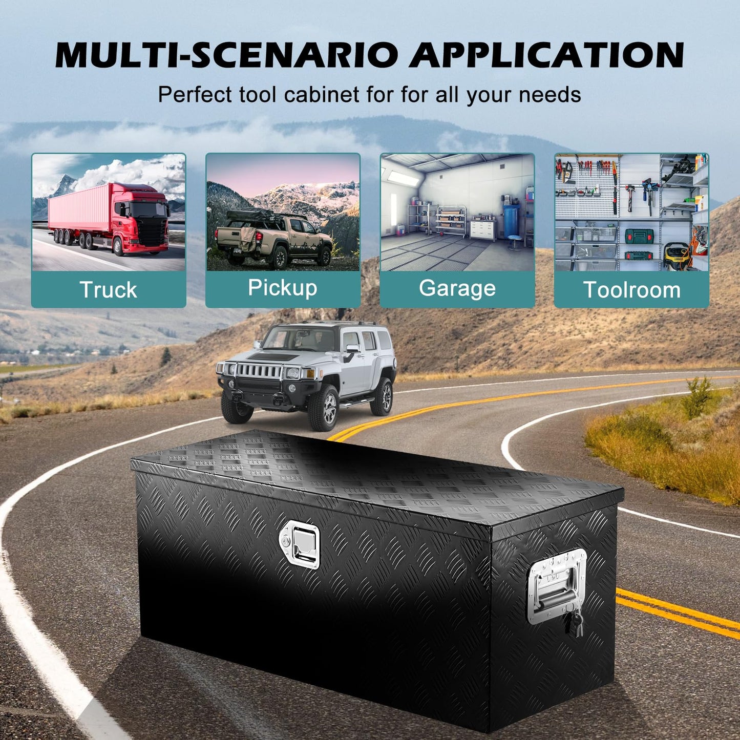 KING CHAO FOO 30" Lx15 Wx15 H Aluminum Tool Box, Heavy Duty Truck Bed Toolboxes with 2 PCS Keys, Upgraded Widest Tool Box Used for Truck Bed Storage,Trailers,Pickup,RV, All-Weather Use