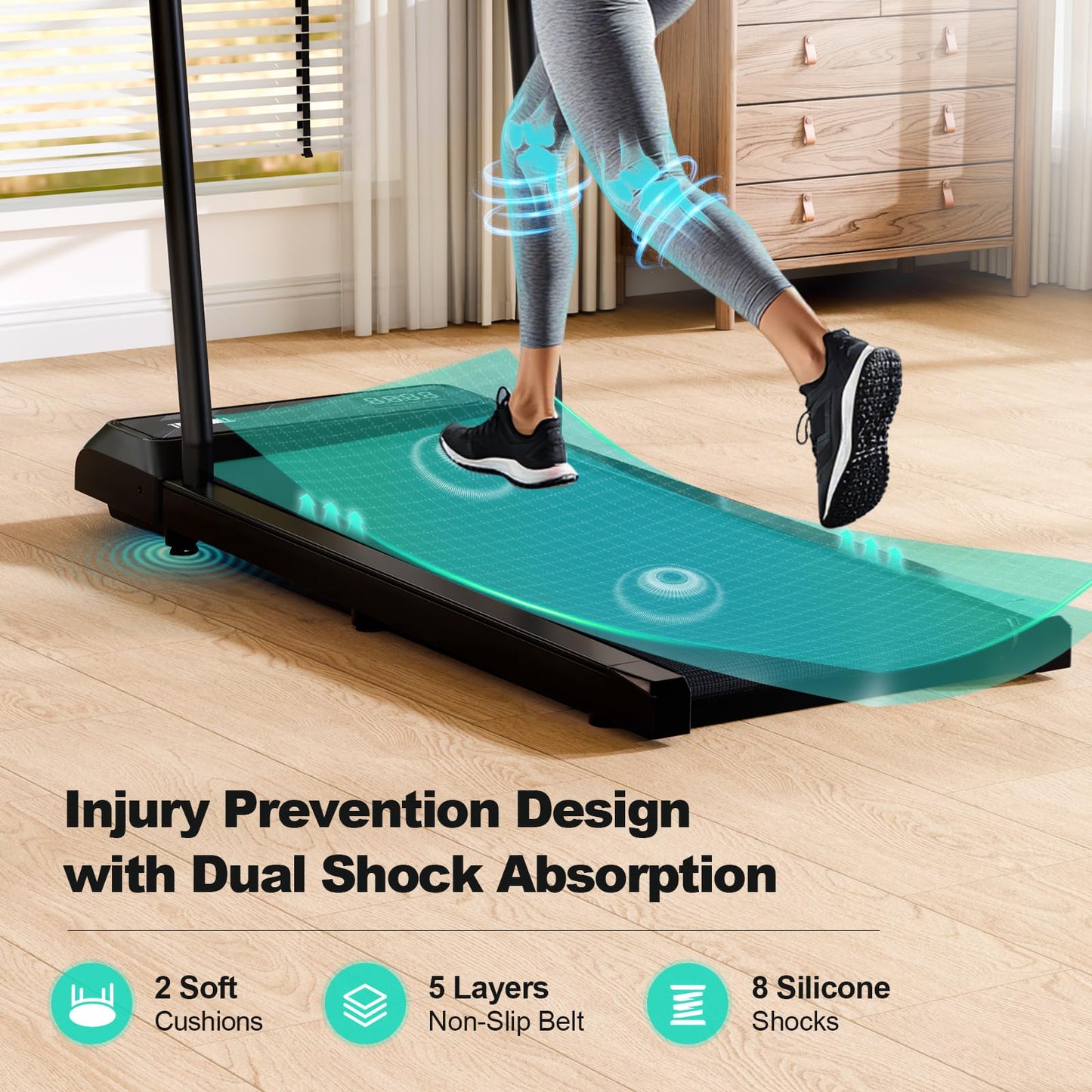 MoonFox Walking Pad Treadmill, 3 in 1 Under Desk Treadmill for Home Office w/2.5HP Motor/4.0MPH/45dB, Walking Pad w/Safety Handle/Remote/LED Display, Portable Treadmills Supports Up to 300lbs, Black