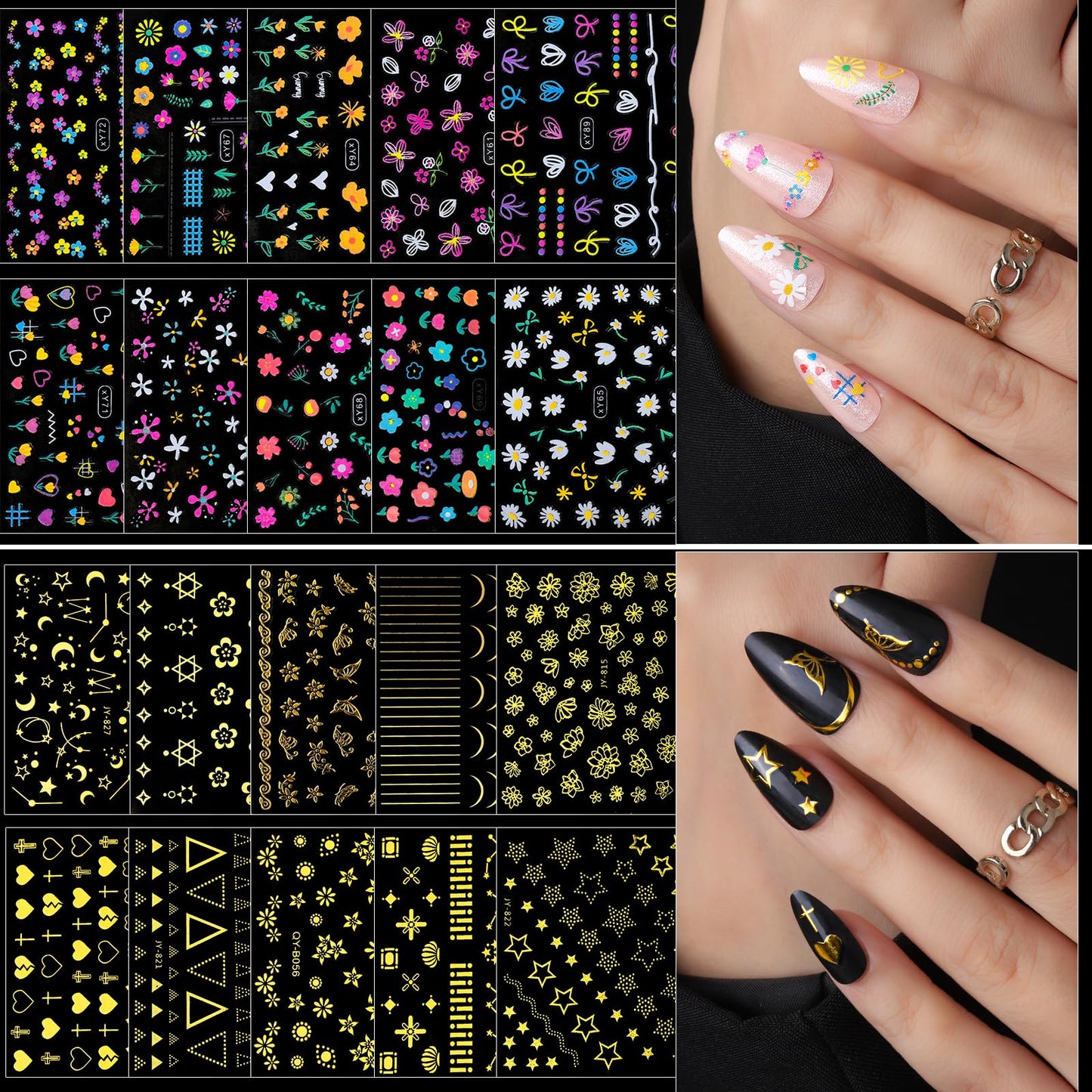 FANDAMEI Nail Art Brushes, Nail Art Kit with Nail Art Brush, Dotting Tools, Nail Rhinestones Pearls, Nail Charms and Gems, Nail Stickers for Women Decals, Nail Stand for Press on, Nail Design Kits