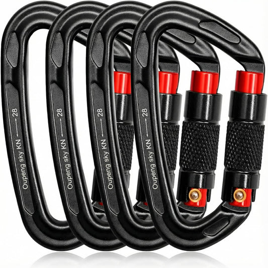 Auto Locking Carabiner Clips - 28KN (6172lbs) Heavy Duty Caribeaners ，4PCS Large Carabiner Clip for Keychains，Hammock，Camping, Gym, Hiking, Outdoor ，Dog Leash