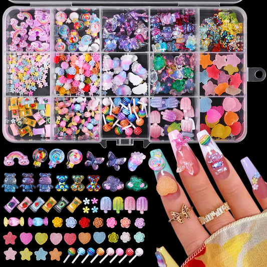 Major Dijit 3D Mix Assorted Color Nail Charms Acrylic Multi Cute Nail Art Charms Hollow Candy Jewelry Nail Supplies for Nail Art Design DIY Crafts Accessories (Colorful Candy)
