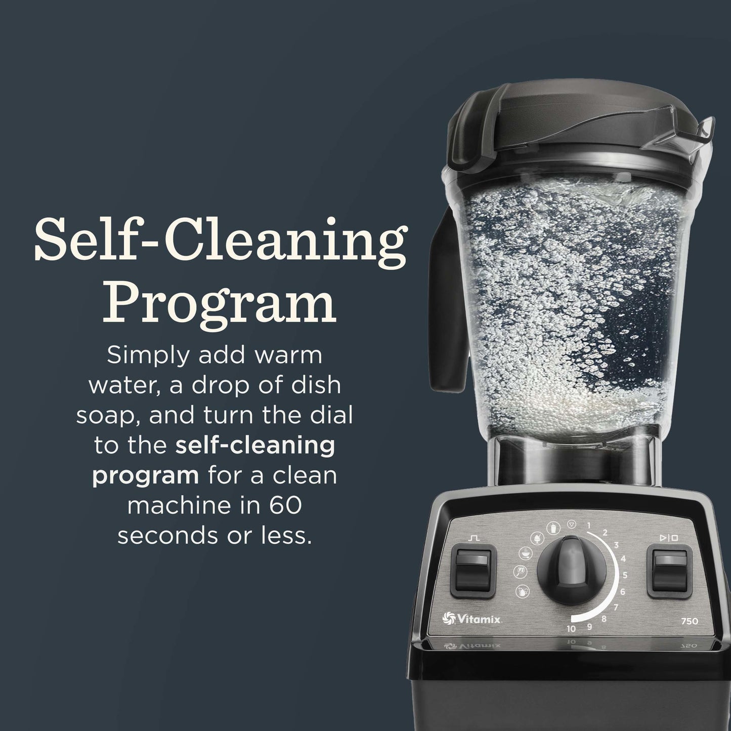 Vitamix Propel Series 750 Blender with Four Blending Programs, Self-Cleaning Program, Professional-Grade Blender for Smoothies, Soups and More, Stainless-Steel Blades, 64 Oz Container, Black