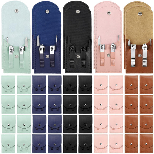 Geosar 50 Set Travel Manicure Kit Bulk Professional Nail Clippers Pedicure Nail Care Tools Grooming Stainless Steel Set with Portable Travel Case, Gift for Christmas Men Women(Multi Colors)