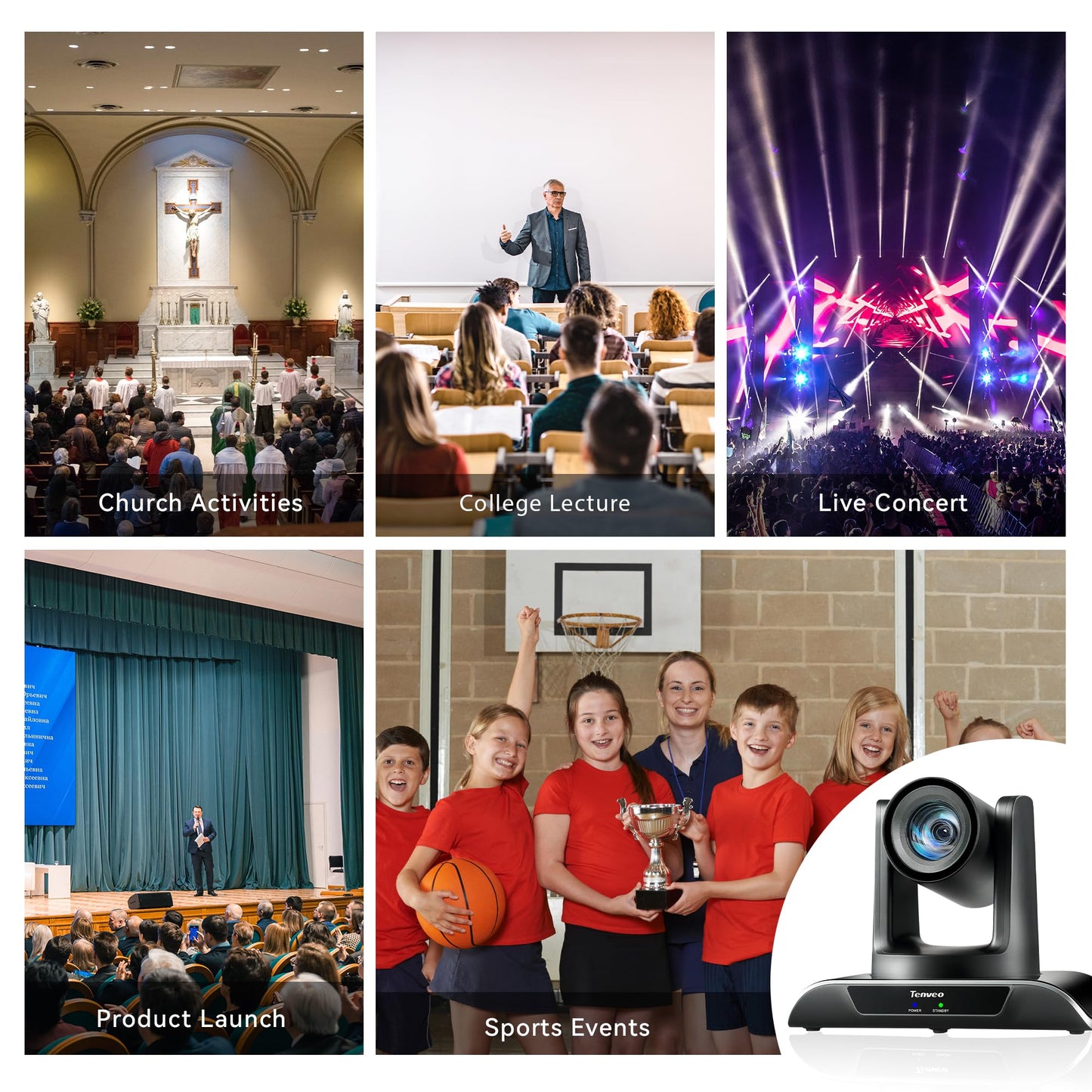 Tenveo PTZ Camera and Controller - 20X AI Humanoid & Face Auto-Tracking PTZ Camera with HDMI/USB3.0/LAN(PoE) and NDI PTZ Controller Joystick Keyboard Bundle for Church Worship Service Live Streaming