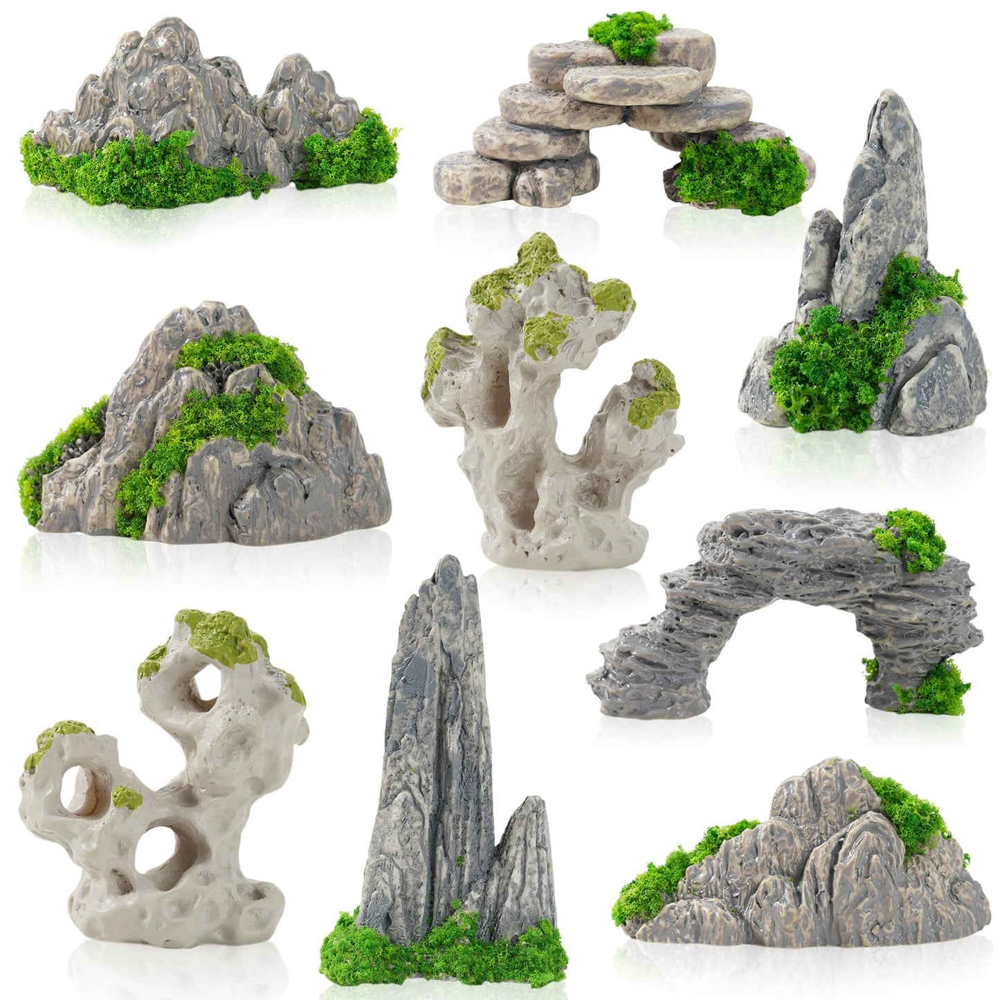 FCKLVMC 27 Pcs 9 Styles Zen Garden Accessories, Miniature Rockery Decoration Mini Garden Accessories for Micro Landscape Decoration Bonsai Ornament Plant Pot