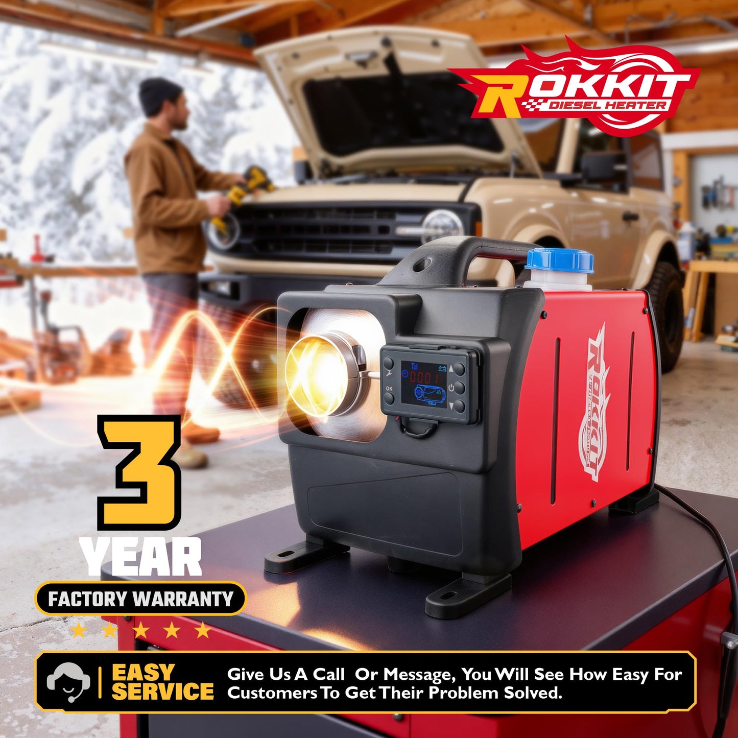 [2026 Version]Diesel Heater 8KW, 110V/12V All-in-One Portable Diesel Air Parking Heater with LCD Thermostat Monitor & Remote Control for Trucks, Car Trailer, Boat and Motor-home (8000W)