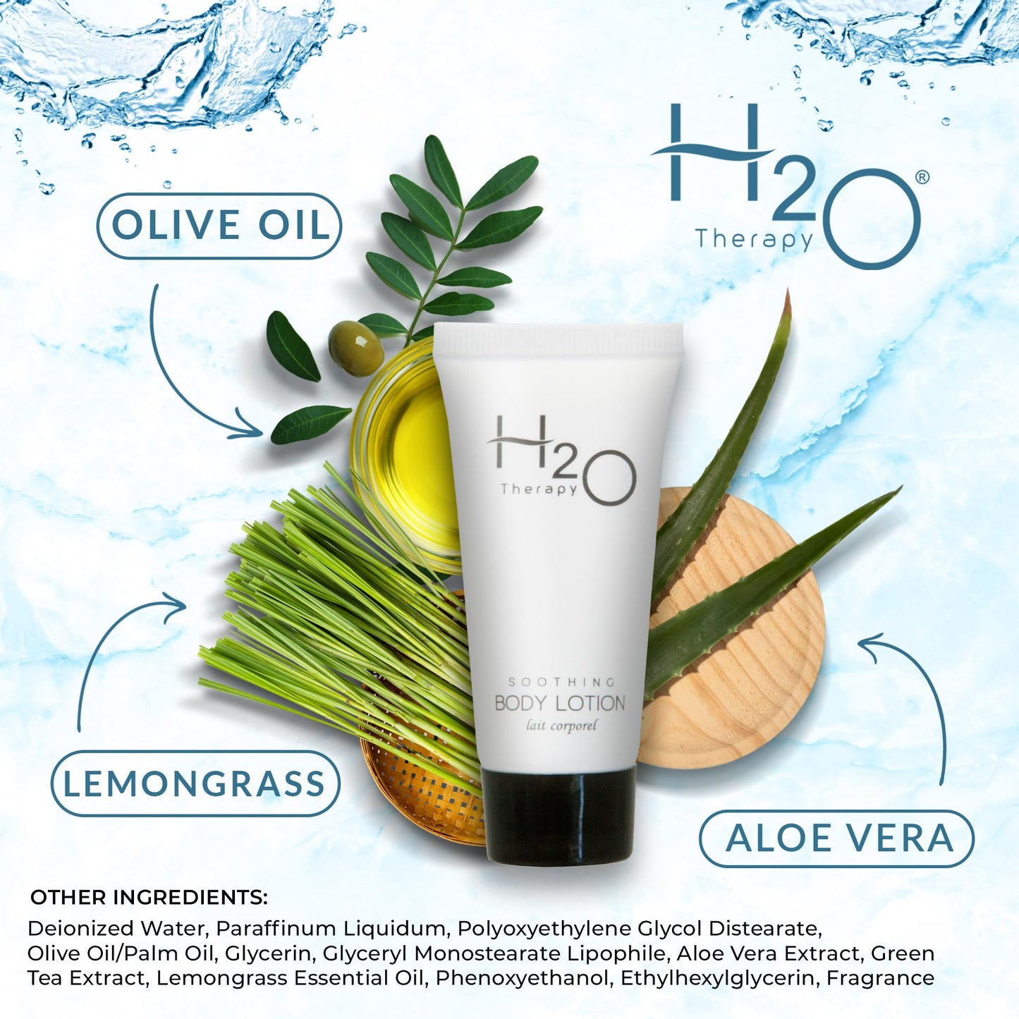 Travel Size Hotel Body Lotion 300 Count 0.85 oz Bottles Guest Amenities for Hotels Vacation Rentals and Short Term Rentals Paraben Free Green Tea Scent Infused with Aloe and Olive Oil by H2O Therapy
