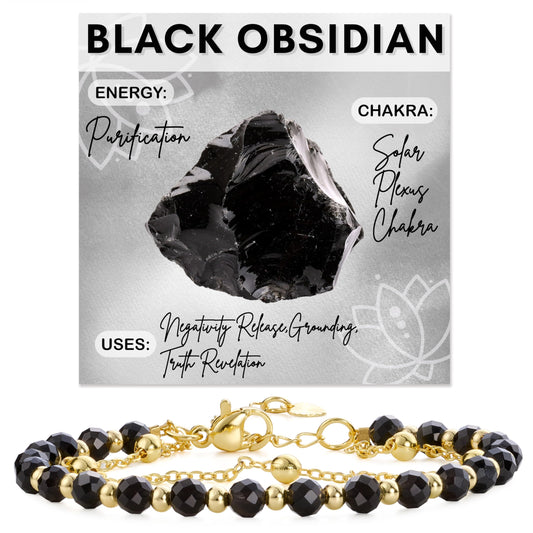 Farfume Black Obsidian Crystal Bracelet Beaded Bracelets for Women 4mm Natural Stone Beads Gemstone Handmade Jewelry Valentine's Day Gifts