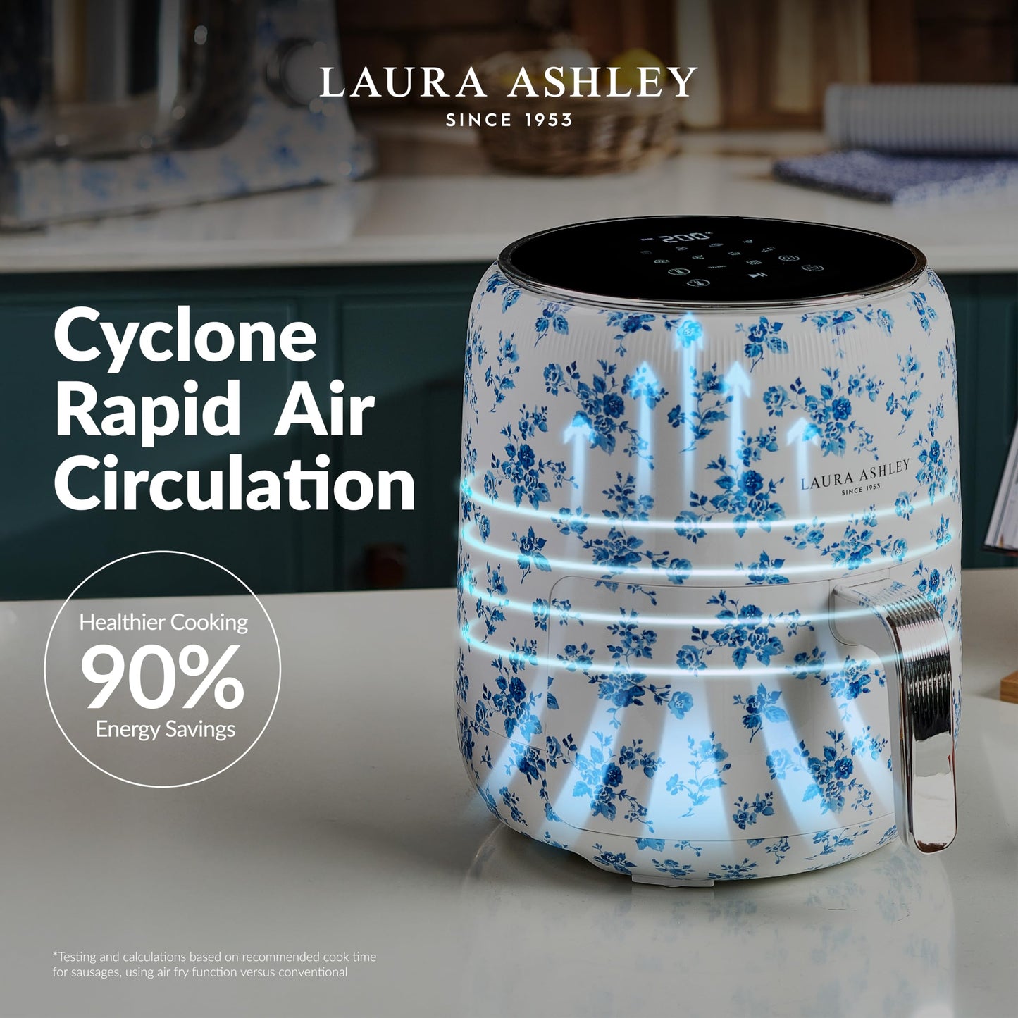 Laura Ashley Digital 9-in-1 Large Air Fryer 4.75 Quarts | Beautiful Air Fryer with China Rose Floral Print | Compact Airfryer with Rapid Air Technology for Healthy & Energy-Efficient Cooking