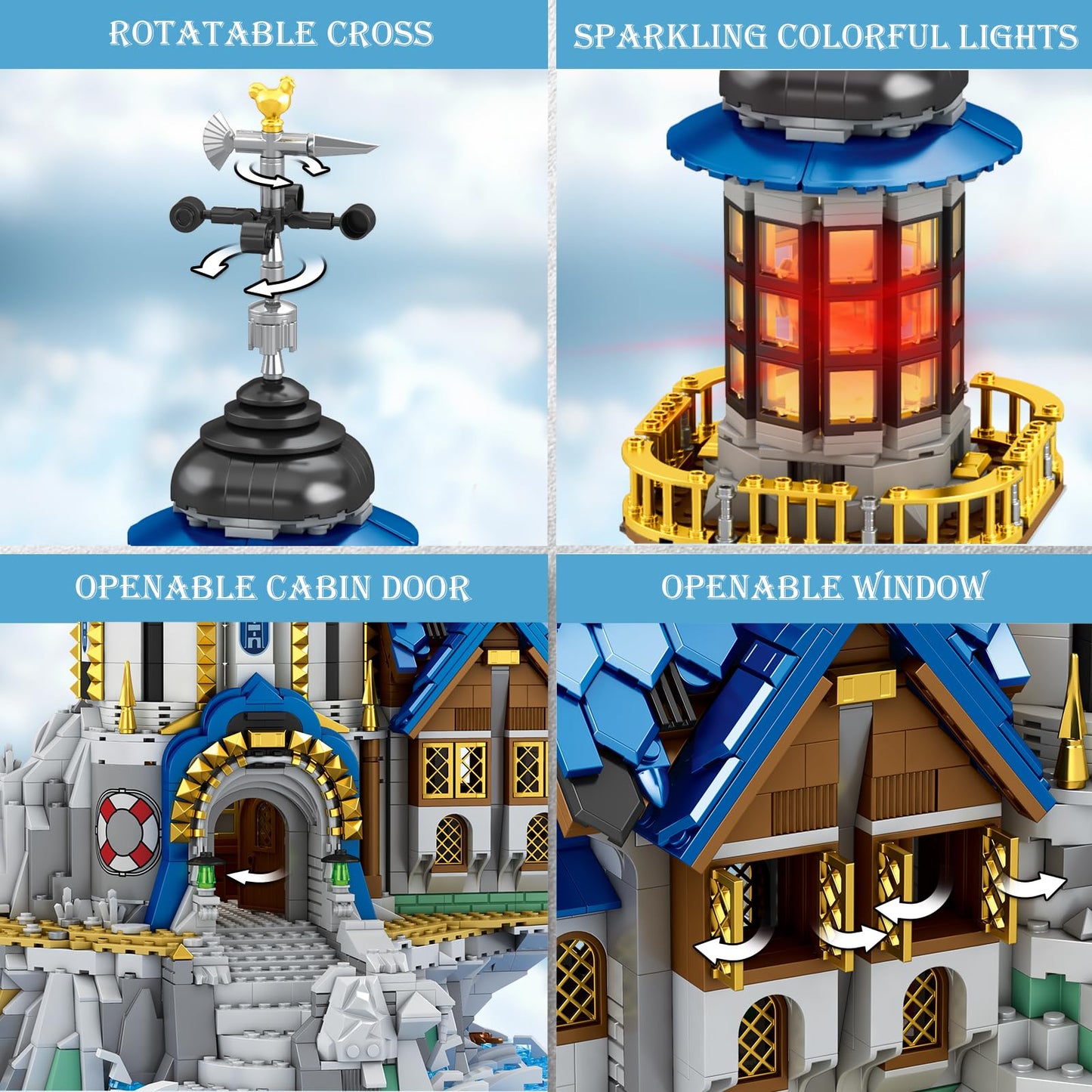 Reobrix Medieval Lighthouse Building Kit with Lights, Collectible Architecture Model for Home Decor, Ideas Display Gift for Adult Boys Girls(66028)