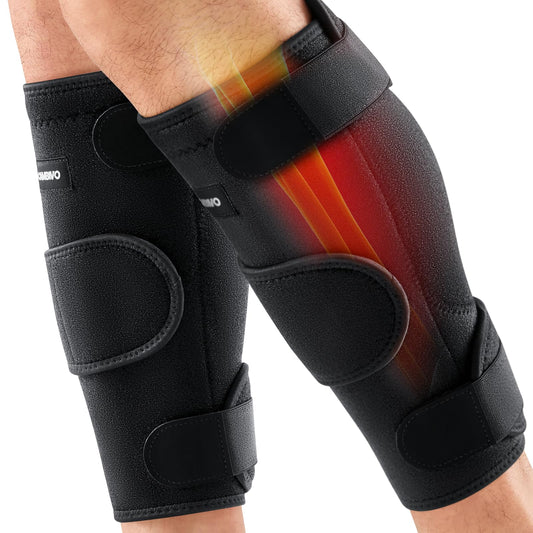 Calf Brace for Torn Calf Muscle - 2 Pack Adjustable Neoprene Compression Sleeve & Wrap Support for Shin Splints, Strain, Leg Pain Relief - Calf Compression Sleeve for Men & Women (Black, Large)