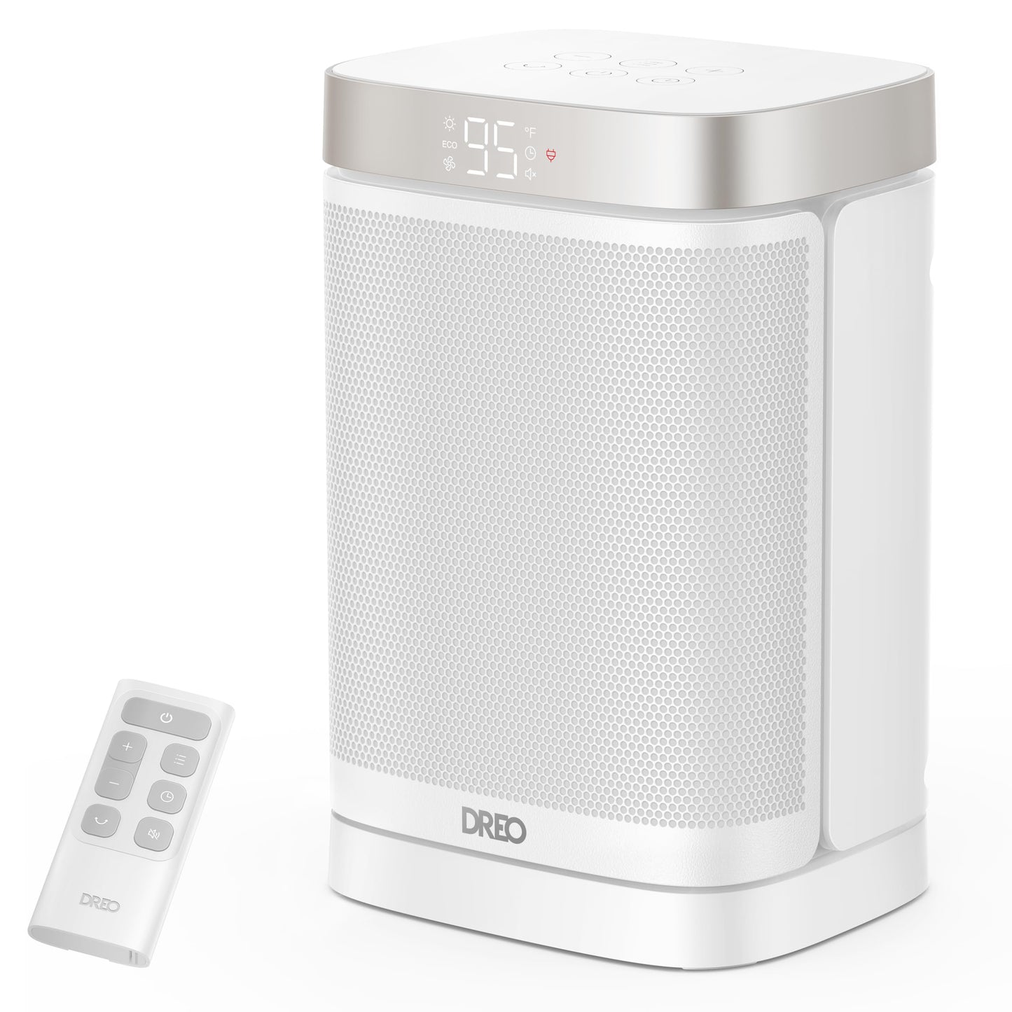 DREO Atom One Space Heater with Remote, 70°Oscillating Electric Heaters with Digital Thermostat, 1500W PTC Ceramic Heater, 12h Timer, Quiet Safety Heating, Portable Heater for Home Office