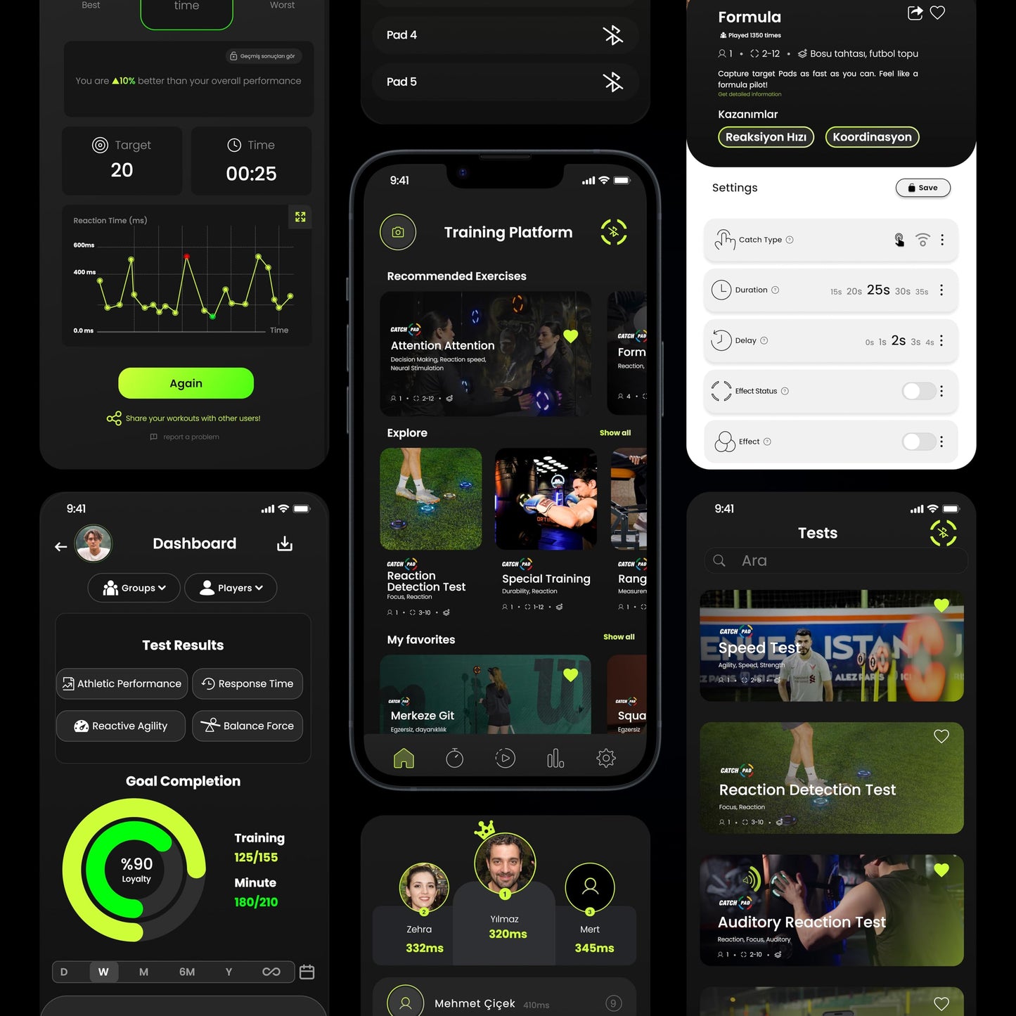 CatchPad Reaction Training Platform - Improves Reaction Time, Speed, Agility & Coordination for Athletes, Trainers, Physical Therapists - AI Powered Smart Training(4 Pads - Pro ( Basic Kit ))