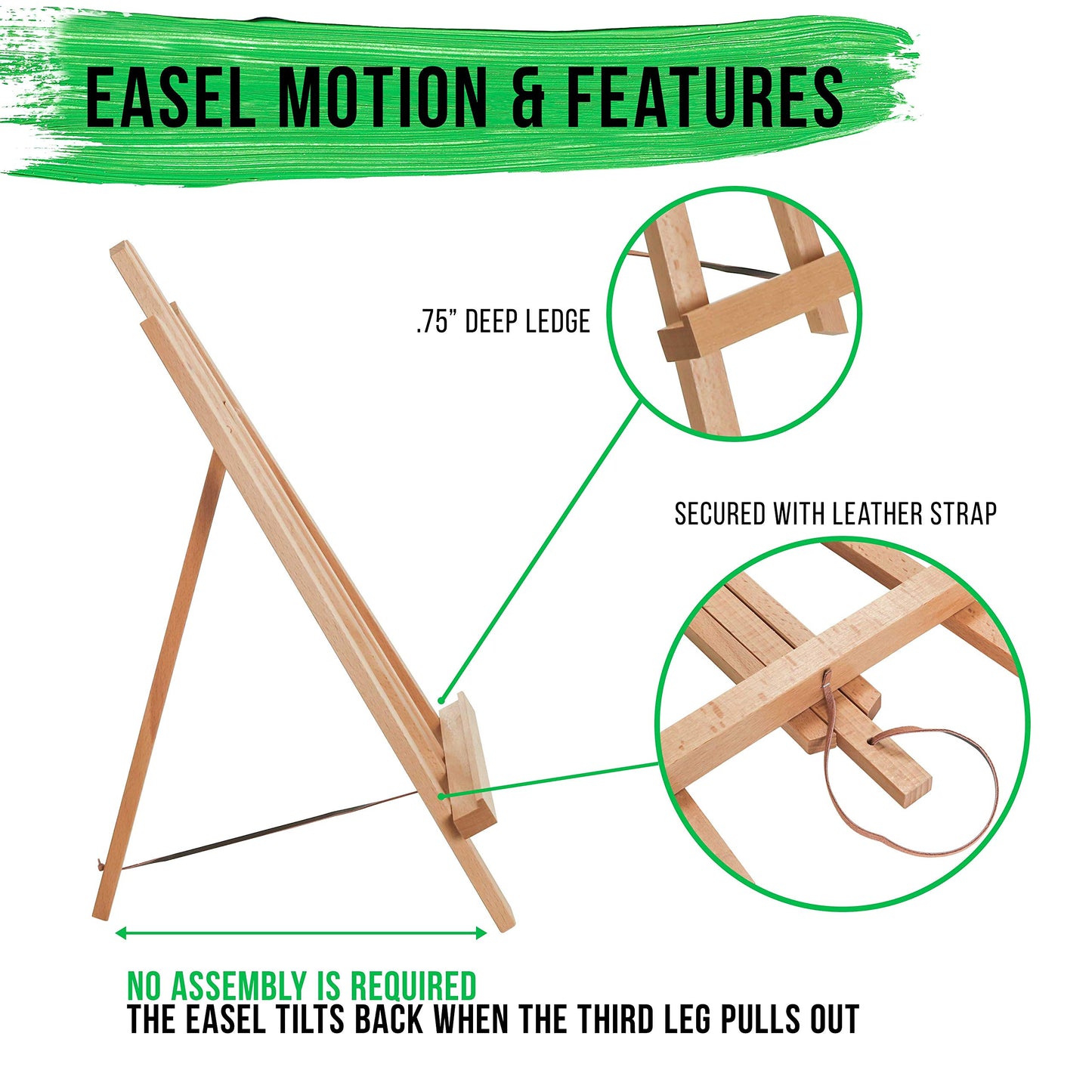 U.S. Art Supply 18" Large Tabletop Display Easel - Beechwood Artist A-Frame Display Stand, Wooden Easel for Painting, Canvas Stand, (Pack of 6) Classrooms Events Photo Picture Sign Holder